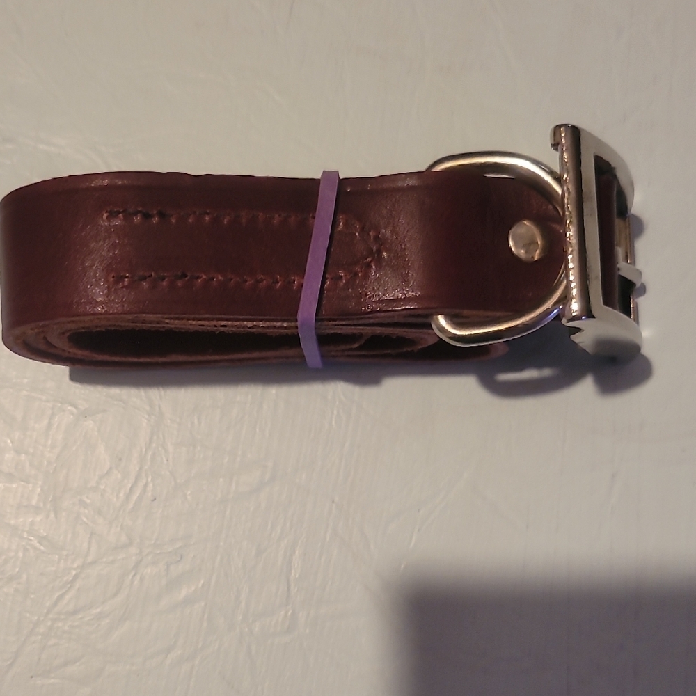 1 Brown Leather Dog Collar with Silver Buckle